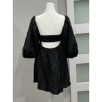 Charlie Holiday Black Puff Sleeve Tie Front Mini Dress XS Smocked Back Cutout Photo 1