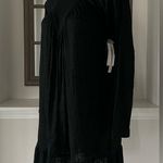 AQUA Long Sleeve Knit Smocked Dress, Black Size S New w/Tag Retail $78 Photo 3