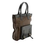 Chloé CHLOE FRONT POCKET TOTE BAG IN BROWN & BLACK LEATHER W/DETACHABLE POUCH Photo 9