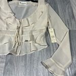 No Boundaries  Ivory Ruffle Tie-Front Crop Top  Blouse; Medium, NEW Photo 2