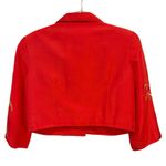 Maggy London Red Floral 100% Silk Embroidered Lightweight Cropped Jacket Size 10 Photo 1