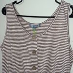 Good Luck Gem  Versona large womens soft taupe striped shorts romper sleeveless Photo 4