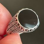 Round black obsidian S925 silver ring size 10.5 Photo 5