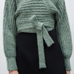 ZARA  Chunky Green Wrap Sweater Cropped Oversized Balloon Sleeve Cardigan Shawl Photo 0