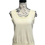 Womens Pale Yellow Scoop Neck Wool Sweater Vest L Preppy Academia Golf Tennis Size L Photo 0