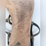 Gucci Black Metallic Leather Ellemere GG Interlocking HEART Thong Sandal EU 39 Photo 9