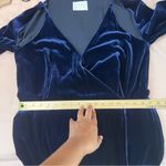 Dion‎ Lee Elegant Navy Silk Velvet Cold Shoulder 3/4 Sleeve Midi Wrap Dress 10 Blue Photo 15