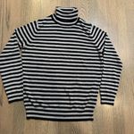 Joseph A  Petite Striped Turtleneck Sweater Black Silver Metallic Knit Photo 0
