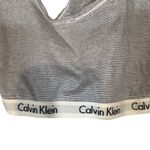 Calvin Klein  Gray Striped Racerback Cotton Blend Logo Trim Sports Bra Women Sz M Photo 2