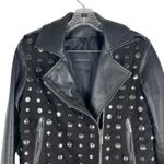 Nour Hammour Shearling Leather Studded Long Jacket Coat Black Size 36/ XS Photo 6