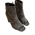 Rialto Gray Peep Toe Ankle Booties Lace Up‎ Heel Boots Women's Shoes Photo 0