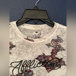 Affliction  Sacred Heart Roses Embroidered Crop Tee Women White & Red Size Medium Photo 7