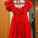 &merci Red flowy puff sleeve mini dress Photo 1