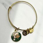 Disney Alex & Ani Mickey Mouse Santa Bangle Bracelet Holiday Charm Green Photo 0