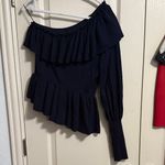 Ulla Johnson 💙💖  Navy Eden Cashmere One Shoulder Ruffle Pullover Sweater Photo 3