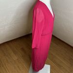Bebe  Dress Womens 6 Raspberry Pink Chiffon Faux Wrap Midi Sheer 3/4 Sleeve Photo 10