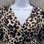 Merona Vtg Y2K Babydoll Leopard Blouse Brown Small Photo 2