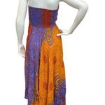 EVEZ boho hippie smocked wide leg flowy strapless yellow ethnic dress Size undefined Photo 3