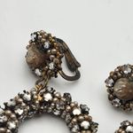 Vintage Miriam Haskell Dangling Faux Pearl & Rhinestones Hoop Clip Photo 4