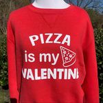 Exist NWT  Pizza is my Valentine Valentine’s Day Cropped Sweatshirt Small S Photo 0