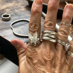 Sterling silver stack of 2 rings with an Eagle Photo 6