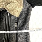 AMS Pure Black Vegan Leather Wool Mohair Fuzzy Lining Full Zip Jacket 10 Photo 5