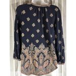 Lucky Brand  women 1/2 button down top small Blue Pink Paisley Bohemian Shirt Photo 7