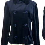 Ralph Lauren Lauren  Navy Velvet Double Breasted Peacoat Jacket Size 10 Photo 0