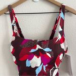 Athleta NWT Square Neck Bra Cup Tankini Swim Top Floral Modest 34D/DD Photo 4