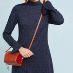 Hutch Anthropologie  Blue Long Bell Sleeve Sheath Dress Floral Mock Neck. Photo 0