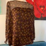 W By Worth  100% Silk Brown Print Blouse Top Shirt Size 4 S Small Photo 0