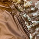 Lauren Conrad NWT Midi Peasant Skirt 4X Brown Floral Gold Streak Lined Elastic Photo 3