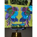 Green Beaded NWT Viral Handcrafted in India Embellished Drawstring Mini Handbag Photo 2