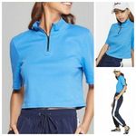 Wild Fable  Womens Top Size Large Blue Quarter Zip Crop Blouse Photo 1