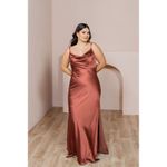Revelry Skye Satin Desert‎ Rose Bridesmaid Dress Womens 4 Petite maxi Prom New Pink Size 4P Photo 1
