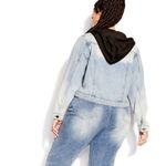 City Chic Hooded Mixed Media Denim Jacket Photo 1