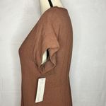Fourteen & 9th V-Neck Button Front Cap Sleeve Linen Blend Dress Brown Sz M NWT Photo 4