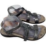 Taos Natural Pewter Leather Sandals Embellished Strappy Comfort Womens EUR 40 9 Gray Photo 0