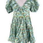 AGUA BY AGUA BENDITA Manzanilla floral print cotton poplin mini dress sz M Blue Size M Photo 10