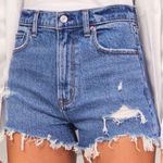 Abercrombie & Fitch The Mom 4” High Rise Distressed Denim Shorts Photo 0