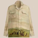 Free People  Found Western Horse Wildlife Field Long Sleeve Shirt Large Unisex Photo 3