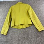 Spiegel Womens Size 6 Yellow Leather Blazer Jacket Pockets Buttons Workwear Chic Photo 6