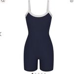 SKIMS  sold out Soft Lounge Ringer Scoop Onesie size Medium navy blue and white Photo 3