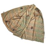 Handmade Vtg Indian Silk Kantha Embroidered Shawl Scarf Pashmina Wrap Dupatta Green Gold Photo 2