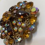 Vintage Brown And Aurora Borealis Rhinestone Brooch Photo 7
