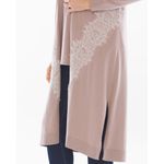 Soma Women's Long Knit Duster Cardigan Lace Trim Pink Size Medium Photo 2