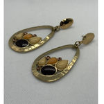 Vintage Gold Tone Teardrop Earrings with Multi Photo 6