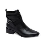 Linea Paolo Valona Ankle Boots Black Leather Size 7 NWOB Stack Heel Strappy Photo 0