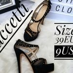 Stilettos Taccetti ‘Margot’ Studded black Suede Mesh Platform heels sz 39=8.5/9 Photo 3