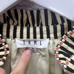 THML  Puff Sleeve Stripe Dress Size M Black Yellow Dot Mini Shirt Button Pockets Photo 5